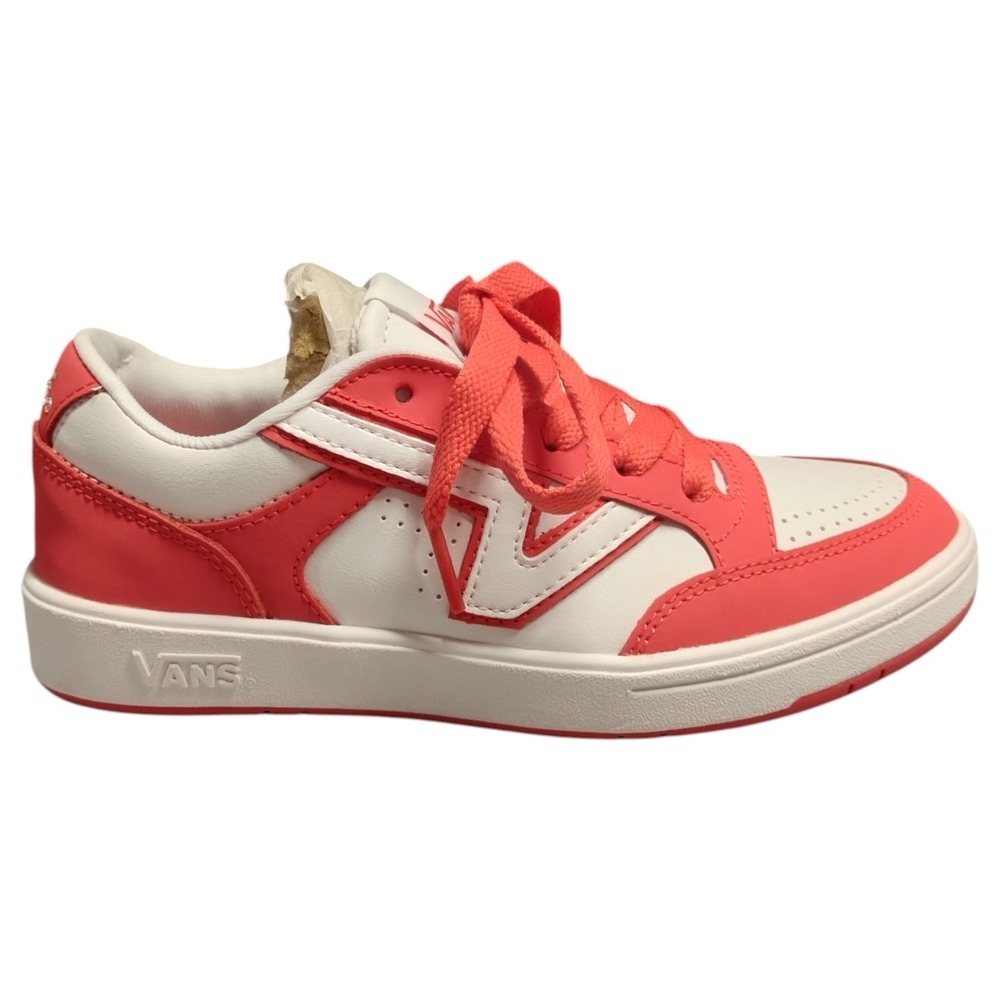 Vans Lowland CC Sneakers Womens US Size 5.5 White‎ Pink Comfycush Lace Up 721356